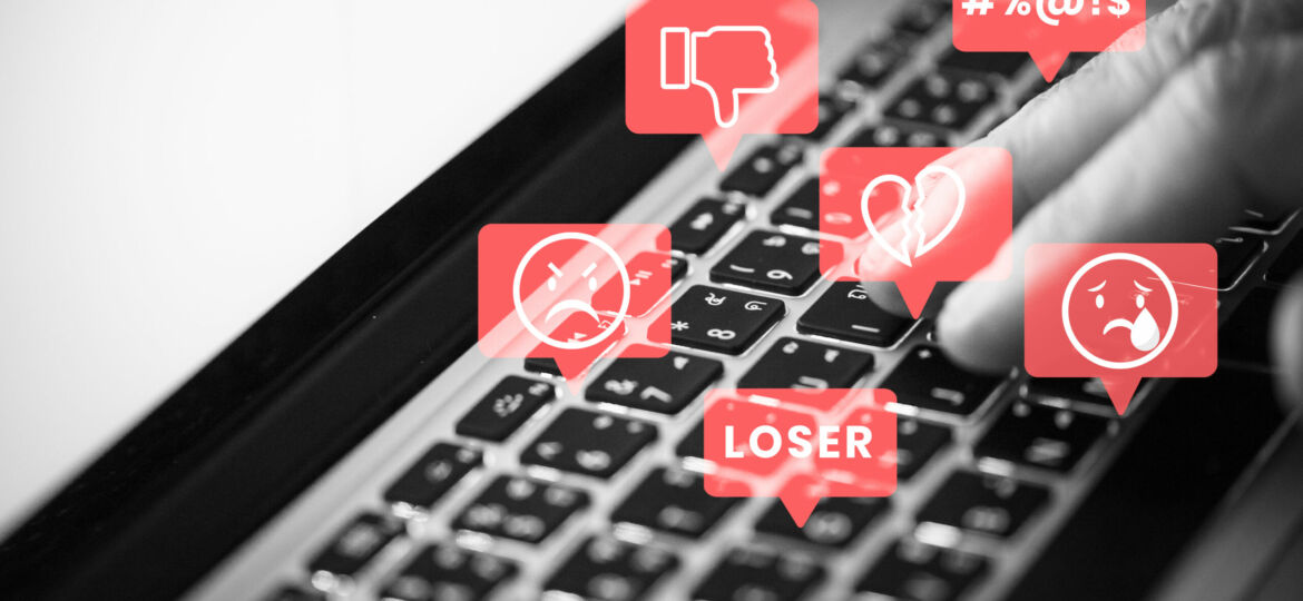 Social media troll harassing people on social media